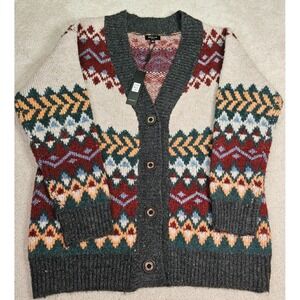 Beulah Cardigan Women's O/S Multicolor Fair Isle Nordic Chunky Cozy Cabin‎ NWT